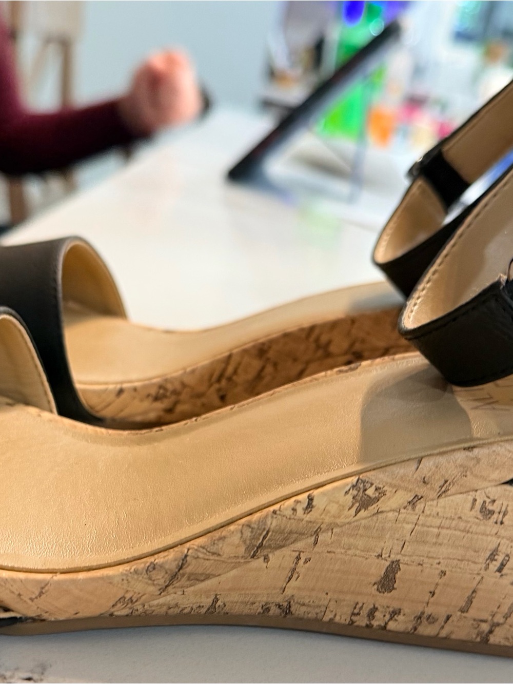 Naturalizer Black Cork Wedge Sandals — Women - Picture 2 of 5